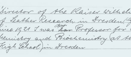 Fragment: Handwriting Vita by Max Bergmann, Rockefeller Archive Center