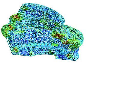 Computersimulation (mesoskopische Modellierung) des Tragverhaltens von Motorlagern aus elastomeren Werkstoffen (Quelle: Prof. Dr. S. Reese, Dr. M. Böl, TU Braunschweig)